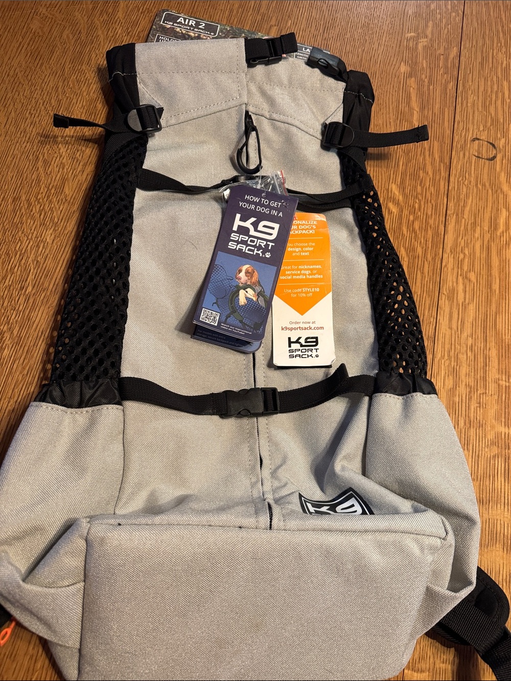 K9 Sport Sack AIR 2 Gray Hands-Free Dog Carrier Backpack for Men